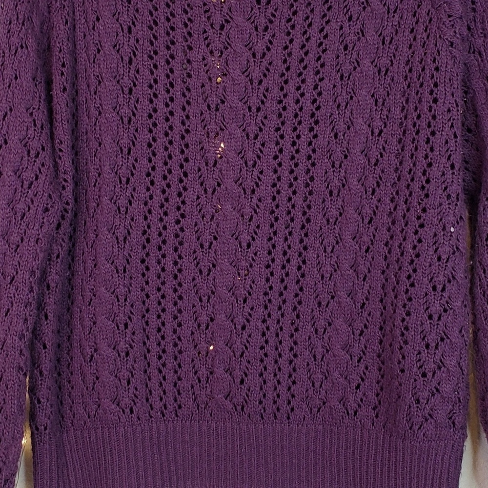 Anthropologie | Purple Woven Cable Knit Sweater - Picture 3 of 5